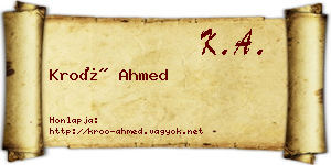Kroó Ahmed névjegykártya